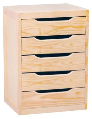 Immagine prodotto di Cassettiera da Tavolo 5 cassetti 39x30x46 cm in Legno di Pino Naturale
