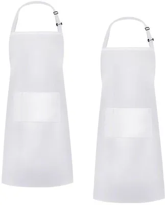 Produktbild von Unyqoos® 2er-Set Polyester-Schürzen, verstellbarer Nackenriemen, 2 Taschen, maschinenwaschbar – Küchen- & Arbeitsschürze für Kochen, Garten