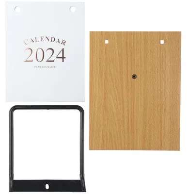 Tischkalender 2024 Holz, Klappkalender, Metallbindung, dickes Papier