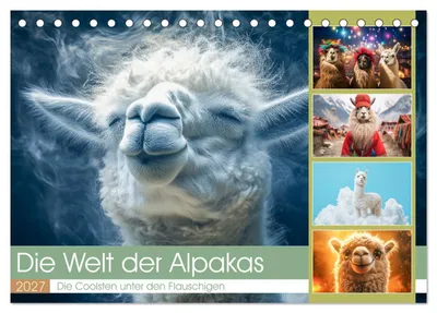 Produktbild von Die Welt der Alpakas (Tischkalender 2027 DIN A5 quer), CALVENDO Monatskalender