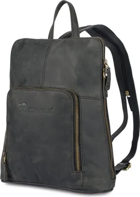Produktbild von Damen Kultiger Lederrucksack, Schultertasche, Nubukleder, Schwarz, Beltimore