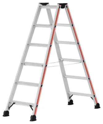 Obrázek produktu pro Hymer Stufenstehleiter 2x4 Stufe Trittleiter beidseitig begehbar eloxierte Holme