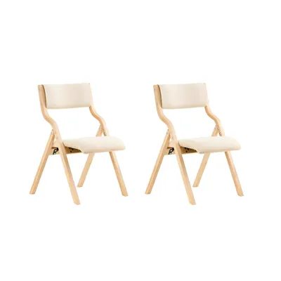 Zdjęcie produktu dla SoBuy Zestaw 2 składanych krzeseł Ergonomiczne tapicerowane krzesła do kuchni i jadalni Składane krzesło na balkon i do biura Idealne do kuchni Ogród Kemping FST40-Wx2