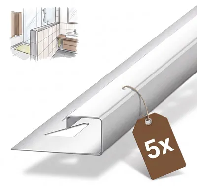 Produktbild von Dalsys 5x Fliesenschiene Eckprofil 250cm x 12,5mm Edelstahl gebürstet