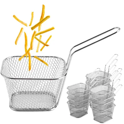 Productafbeelding van Mini frituurmandjes met handvat - Set van 12 stuks