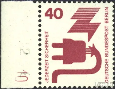 Produktbild von Briefmarken Berlin (West) 1971 Mi 407DZ mit Druckereizeichen postfrisch Unfallverhütung