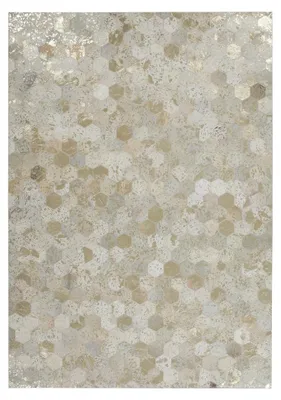Immagine prodotto di Tappeto Dazzle in Pelle Avorio e Oro con Motivo Esagonale