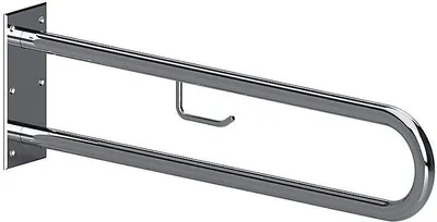 Produktbild von BELP Stützgriff in U-Form Edelstahl poliert mit Toilettenpapierhalter 100x250x616 mm, 120 kg Traglast für Bad & WC >> zum Bohren