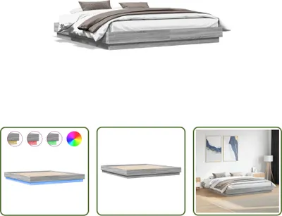 Produktbild von The Living Store Bettgestell mit LED Grau Sonoma 180x200 cm