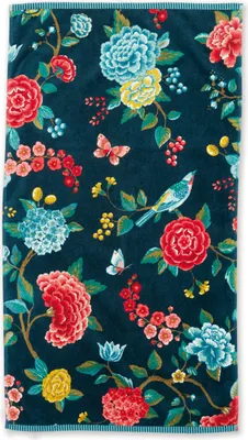 Zdjęcie produktu dla PIP Studio ręcznik frotte z serii Good Evening Granatowy kwiatowy wzór 100% bawełna , Rozmiar:Ręcznik 55 x 100 cm