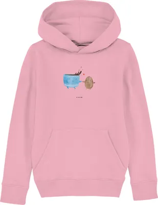 Produktbild von Mr. & Mrs. Panda Kinderpullover Kaffee Bohne 5-6 Jahre (110/116) - Baumwolle Pink - Geschenk, Kapuzenpulli, Kinderbekleidung, Lustige Sprüche, Zufriedenheit, Genuss, Sweater