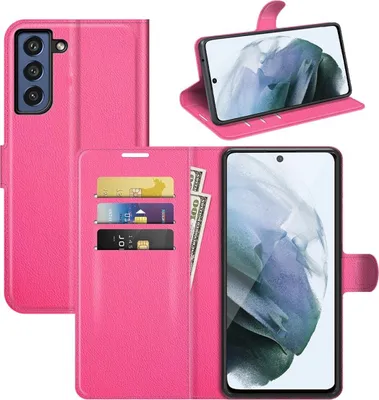 Produktbild von König Design Hülle kompatibel mit Samsung Galaxy S21 FE Kunstleder Handyhülle - Handy Case Rosa