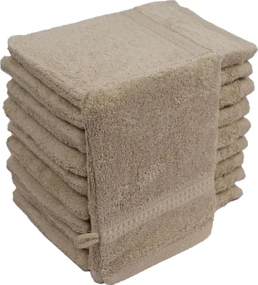 Produktbild von Waschhandschuhe Waschlappen 10er Set Beige 100 % Baumwolle Frottee 500g/m² 16x21