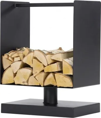 Image de Range bûches sur pied carrée en acier noir 45x30x60 cm