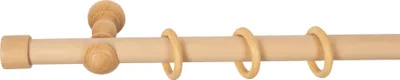 Produktbild von SN Deco - Stilgarnitur Gardinenstange Vorhangstange Cafiro, Holz, Klassikträger offen, 28 mm, 1-Lauf, Komplettset mit Ringen, Farbe Natur, 280 cm (2x140 cm)