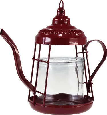 Produktbild von Rot Teelichthalter Windlicht Teekanne Glas Deko Ø15cm H26cm