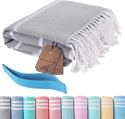 Produktbild von XXL Strandtuch, 100% türkische Baumwolle, saugfähig, atmungsaktiv, für Strand und Sauna