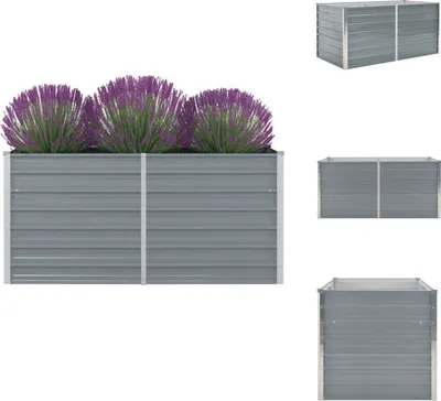 Zdjęcie produktu dla vidaXL Podwyższona grządka 160 x 80 x 77 cm Stal ocynkowana Szara - Donice i doniczki