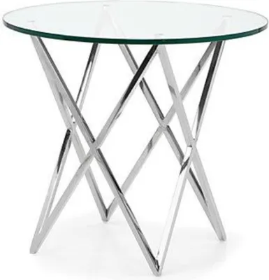 Produktbild von Casa Padrino Luxus Beistelltisch Messing Nickel Finish / Glas 53 x  H 66 cm - Hotel Collection