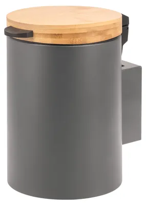 Produktbild von bremermann runder Wand-Kosmetikeimer mit Bambusdeckel 3 Liter, grau