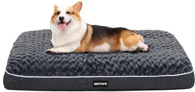 Image de Lit orthopédique pour chien, 90 cm, gris foncé, lavable, housse amovible