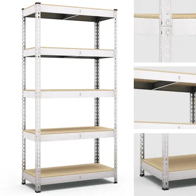 Produktbild von Steckregal Werkstattregal 2058x1000x500 mm, 5 Ebenen, Farbe verzinkt, Traglast gesamt 1000 kg, Kellerregal Schwerlastregal Metallregal Lagerregal