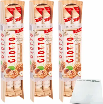 Produktbild von Giotto Haselnuss 3er Pack, (je 4 Streifen mit je 9 Stück, 3x154g Packung) + usy Block
