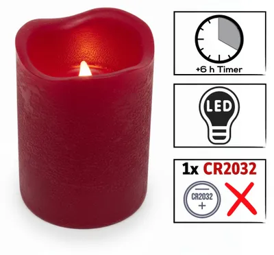 Produktbild von LED Stumpenkerzen 4er Set Dunkelrot Ø 5 x 7 cm – Flammenlos, Timer