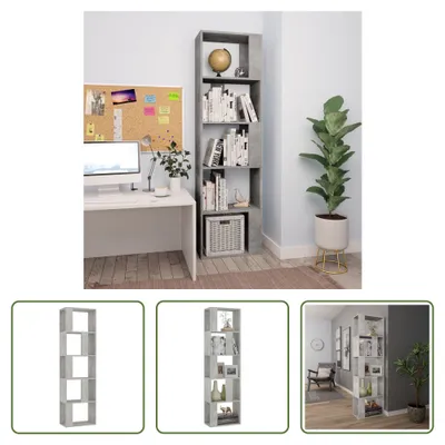 Produktbild von The Living Store Bücherregal/Raumteiler Betongrau 45x24x159 cm Holzwerkstoff