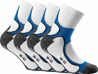 Produktbild von Rohner Basic Uni Running Quarter Socken, 4er Pack - Sportsocken, Outdoor, Walking Weiß/Blau 43-46