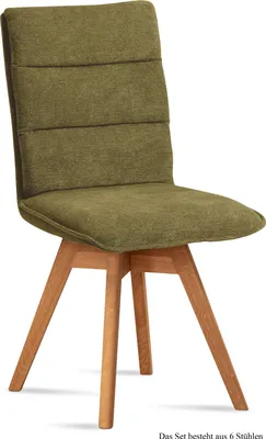 Produktbild von Esszimmerstuhl drehbar (6er-Set) Dorle 47x92x60 Eiche geölt/Olivgrün