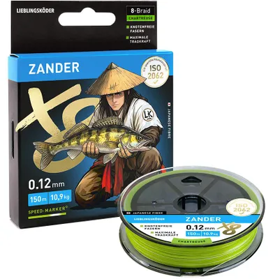 Produktbild von Lieblingsköder X8 - 150m geflochtene Angelschnur, Durchmesser:0.12mm, Tragkraft:10.9kg, Ausführung:Zander