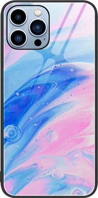 A phone case with a pink and blue abstract design.