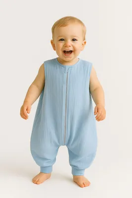 Produktbild von Musselin-Schlafsack für Kinder mit Beinen XL 2-4 Jahre Sommer TOG 1,0 - blau