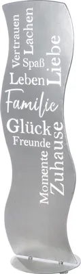 Produktbild von Gilde Standrelief, Welle, "Glück - Familie", Spruch, Metall, silberfarben, VE 2, L. 24 cm, B. 30 cm, H. 88.5 cm 69991 4063387699911