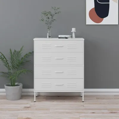 Produktbild von Möbel Kommode Weiß 80x35x101,5 cm Stahl - Kommoden &40921