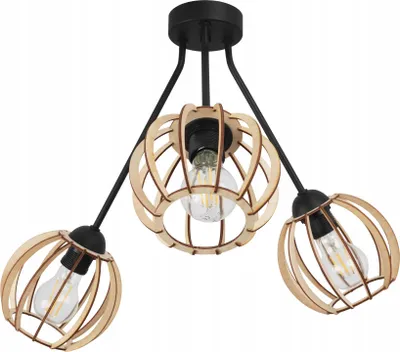 Image de Lampe à suspendre moderne lustre de plafond avec abat-jour en bois et LED - Suspension élégante pour le salon
