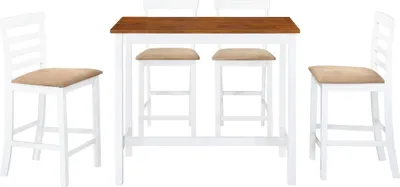Produktbild von vidaXL Bartisch mit Stühlen 5-tlg. Massivholz Braun und Weiß