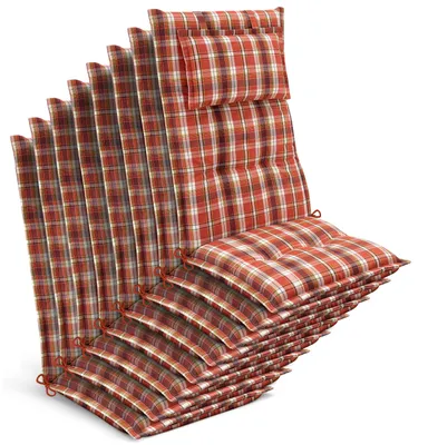 Produktbild von Beautissu HighLux HL, 120x50x7cm, Orange-rot-grün kariert, 8er Set, Outdoor