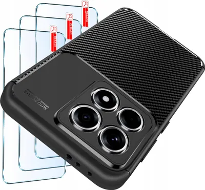Zdjęcie produktu dla ZESTAW Etui do Xiaomi 14T Pancerne Carbon CASE + 3 SZTUKI SZKŁO