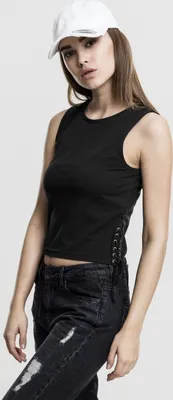 Produktbild von Urban Classics Top Damen Ladies Lace Up Cropped Top schwarz M