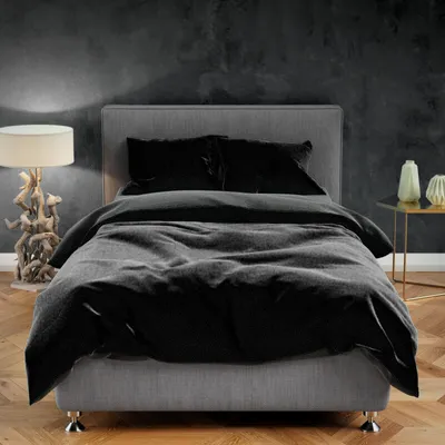 Produktbild von Teddy Plüsch Bettwäsche 135x200 cm Warme Winter Uni Wende Bettbezug Flauschig Anthrazit Schwarz 2 teilig