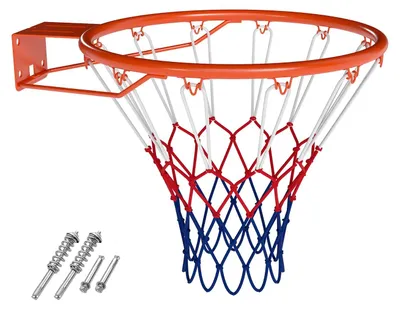 Image de Panier de basket de 45 cm, filet de basket résistant aux intempéries avec anneau, pour une utilisation en extérieur, de couleur orange