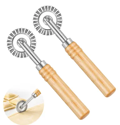 2er-Set Teigrädchen, 16 cm, Edelstahl, Holzgriff