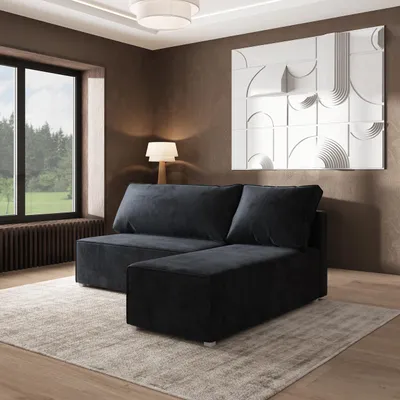 Produktbild von Masseno Ecksofa BRISO M mit Schlaffunktion L-Form, Sofa mit Bettkasten, Wohnzimmersofa, Couch, Soffa, Bettsofa, Couchgarnitur- Schwarz, MONOLITH 95