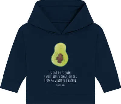 Produktbild von Mr. & Mrs. Panda Organic Baby Hoodie Avocado Kern 24. - 36. Monat - French Navy - Geschenk, Spruch Leben, Kapuzensweatshirt, Kapuzenshirt, Pflanze