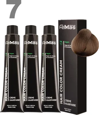 Produktbild von FemMas Haarfarbe mit Arganöl Mittelblond 7 | 3x100 ml