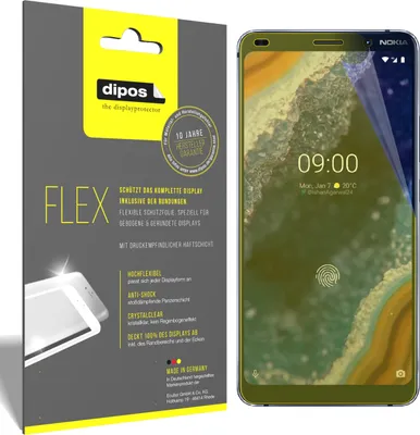 Produktbild von 3x Schutzfolie für Nokia 9 PureView Folie, 100% Displayabdeckung, dipos Flex