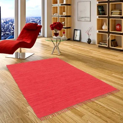 Produktbild von Baumwolle Natur Teppich Jolly Baumwolle Rot, Größe:160x230 cm