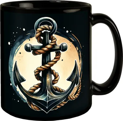 Produktbild von Anker mit Seil Tasse in Schwarz